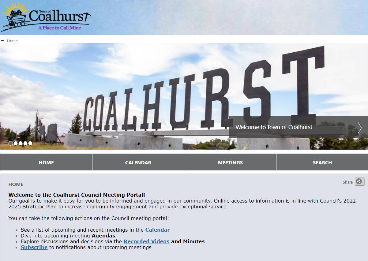 Council and Committee Meetings Town of Coalhurst